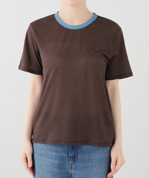JOURNAL STANDARD relume(ジャーナルスタンダード レリューム)の「クルーネックシアーリンガーTEE(Tシャツ/カットソー・レディース・アイボリー/ブラウン・FREE)」の8枚目の写真