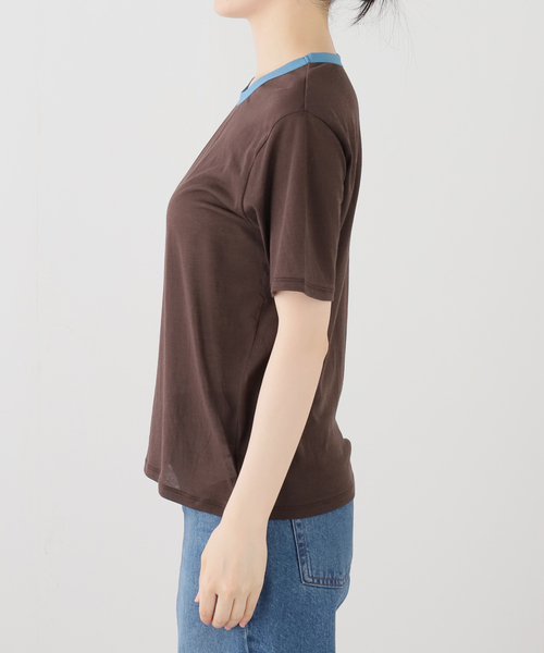 JOURNAL STANDARD relume(ジャーナルスタンダード レリューム)の「クルーネックシアーリンガーTEE(Tシャツ/カットソー・レディース・アイボリー/ブラウン・FREE)」の9枚目の写真