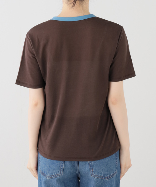 JOURNAL STANDARD relume(ジャーナルスタンダード レリューム)の「クルーネックシアーリンガーTEE(Tシャツ/カットソー・レディース・アイボリー/ブラウン・FREE)」の10枚目の写真
