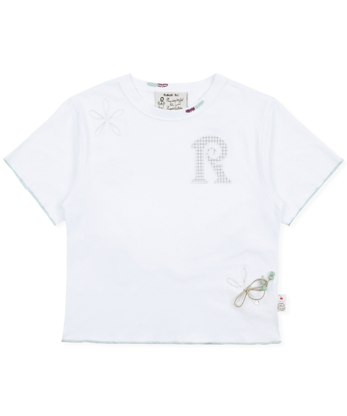 RuNaKi'Hu'(ルナキフ)の「WXT101 ムグケパンチングチェックアプリケTシャツ (ホワイト)(Tシャツ/カットソー・レディース・その他・1/2)」の6枚目の写真
