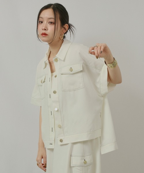 palm RICHE(ポームリシュ)の「レーヨンデニムTOPS(シャツ/ブラウス・レディース・ブラック/オフホワイト・M)」の18枚目の写真