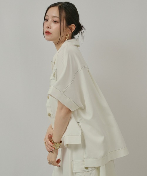 palm RICHE(ポームリシュ)の「レーヨンデニムTOPS(シャツ/ブラウス・レディース・ブラック/オフホワイト・M)」の19枚目の写真