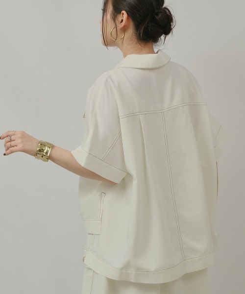 palm RICHE(ポームリシュ)の「レーヨンデニムTOPS(シャツ/ブラウス・レディース・ブラック/オフホワイト・M)」の20枚目の写真