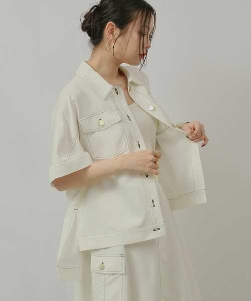 palm RICHE(ポームリシュ)の「レーヨンデニムTOPS(シャツ/ブラウス・レディース・ブラック/オフホワイト・M)」の21枚目の写真