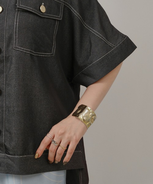 palm RICHE(ポームリシュ)の「レーヨンデニムTOPS(シャツ/ブラウス・レディース・ブラック/オフホワイト・M)」の3枚目の写真