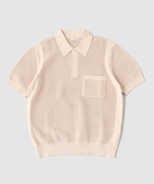 EDIFICE(エディフィス)の「fursac (フルサック) Knit ポロ(ポロシャツ・メンズ・ベージュ・X-LARGE/LARGE/MEDIUM)」の1枚目の写真