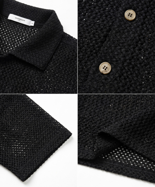 UNDEROFF(アンダーオフ)の「ツーポケットクロップメッシュ半袖シャツブラック(シャツ/ブラウス・メンズ・ブラック・LARGE/MEDIUM/X-LARGE)」の6枚目の写真
