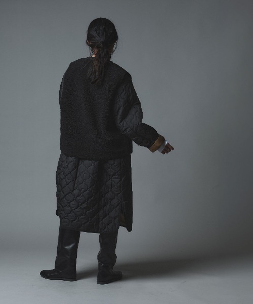 W:Huku(フーク)の「オニオン キルト ロング コート ボアベスト セット / Onion Quilt Long Coat Set(ダウンジャケット/コート・レディース・カーキ/ライトベージュ/ブラック・FREE)」の21枚目の写真