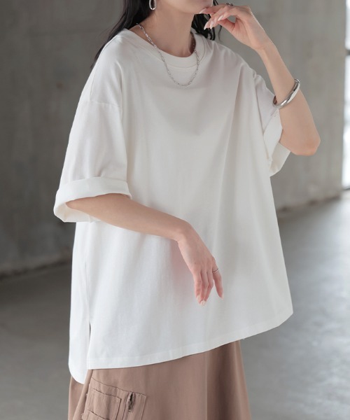 HUG.U(ハグユー)の「「アセナイン」 汗ジミ軽減 ボックスTシャツ(Tシャツ/カットソー・レディース・ブラック/レッド/ブルー/ダークグレー/オリーブ/ホワイト/ライトグレー・FREE)」の1枚目の写真