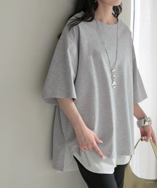 HUG.U(ハグユー)の「「アセナイン」 汗ジミ軽減 ボックスTシャツ(Tシャツ/カットソー・レディース・ブラック/レッド/ブルー/ダークグレー/オリーブ/ホワイト/ライトグレー・FREE)」の3枚目の写真