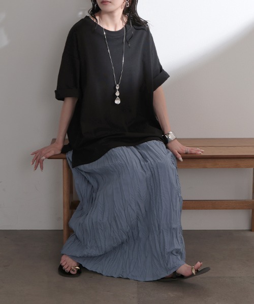 HUG.U(ハグユー)の「「アセナイン」 汗ジミ軽減 ボックスTシャツ(Tシャツ/カットソー・レディース・ブラック/レッド/ブルー/ダークグレー/オリーブ/ホワイト/ライトグレー・FREE)」の12枚目の写真
