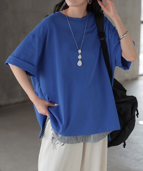 HUG.U(ハグユー)の「「アセナイン」 汗ジミ軽減 ボックスTシャツ(Tシャツ/カットソー・レディース・ブラック/レッド/ブルー/ダークグレー/オリーブ/ホワイト/ライトグレー・FREE)」の8枚目の写真