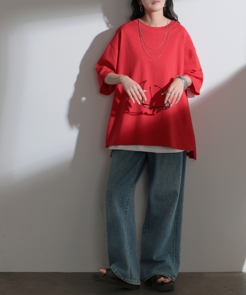 HUG.U(ハグユー)の「「アセナイン」 汗ジミ軽減 ボックスTシャツ(Tシャツ/カットソー・レディース・ブラック/レッド/ブルー/ダークグレー/オリーブ/ホワイト/ライトグレー・FREE)」の15枚目の写真
