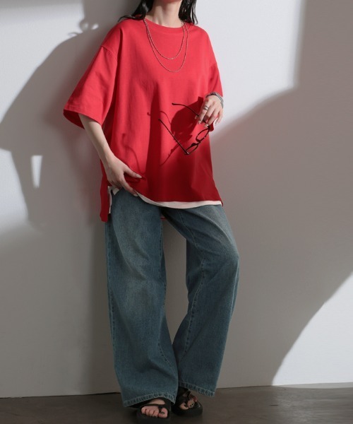 HUG.U(ハグユー)の「「アセナイン」 汗ジミ軽減 ボックスTシャツ(Tシャツ/カットソー・レディース・ブラック/レッド/ブルー/ダークグレー/オリーブ/ホワイト/ライトグレー・FREE)」の16枚目の写真