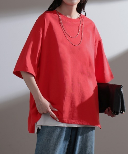 HUG.U(ハグユー)の「「アセナイン」 汗ジミ軽減 ボックスTシャツ(Tシャツ/カットソー・レディース・ブラック/レッド/ブルー/ダークグレー/オリーブ/ホワイト/ライトグレー・FREE)」の14枚目の写真