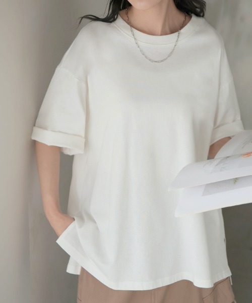 HUG.U(ハグユー)の「「アセナイン」 汗ジミ軽減 ボックスTシャツ(Tシャツ/カットソー・レディース・ブラック/レッド/ブルー/ダークグレー/オリーブ/ホワイト/ライトグレー・FREE)」の21枚目の写真
