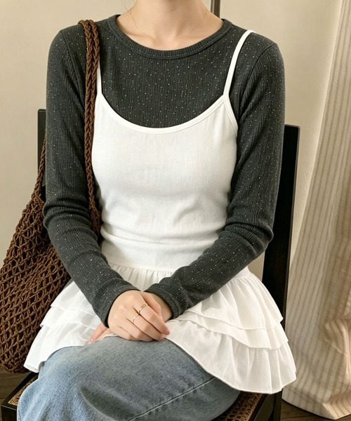 Miniministore(ミニミニストア)の「ティアードフリルキャミソールチュニック白(キャミソール・レディース・ホワイト・M/L)」の18枚目の写真