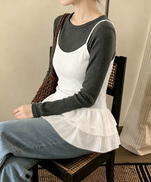 Miniministore(ミニミニストア)の「ティアードフリルキャミソールチュニック白(キャミソール・レディース・ホワイト・M/L)」の17枚目の写真