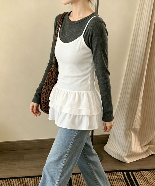 Miniministore(ミニミニストア)の「ティアードフリルキャミソールチュニック白(キャミソール・レディース・ホワイト・M/L)」の15枚目の写真