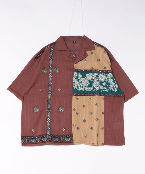 チャイハネ(チャイハネ)の「【チャイハネ】レヘンナ刺繍MEN'Sシャツ(シャツ/ブラウス・メンズ・ターコイズブルー/ブラウン/ホワイト・FREE)」の2枚目の写真