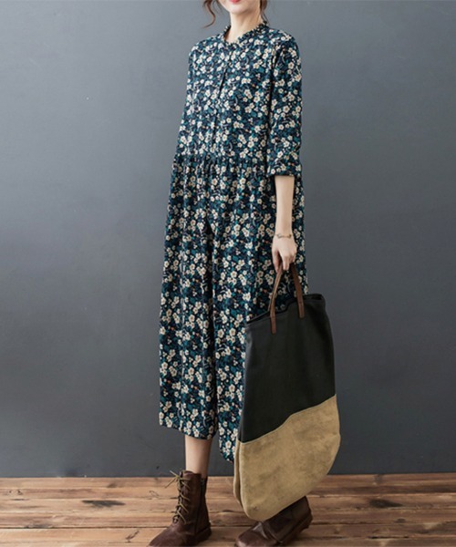 ReRe(リリ)の「フリル襟花柄ワンピース(ワンピース・レディース・ブルーグリーン・X-LARGE/LARGE/MEDIUM)」の7枚目の写真