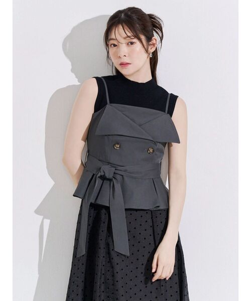MERCURYDUO(マーキュリーデュオ)の「トレンチビスチェ異素材ドッキングキャミワンピース(ワンピース・レディース・ベージュ/チャコールグレー・MEDIUM/SMALL)」の8枚目の写真