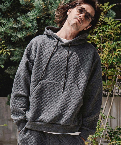CAMBIO（カンビオ）の「mpa4172- クローバー柄プルパーカー(BP-BFA0130)（パーカー・メンズ・チャコール/ネイビー/ブラック・S/M/L）」の2枚目の写真