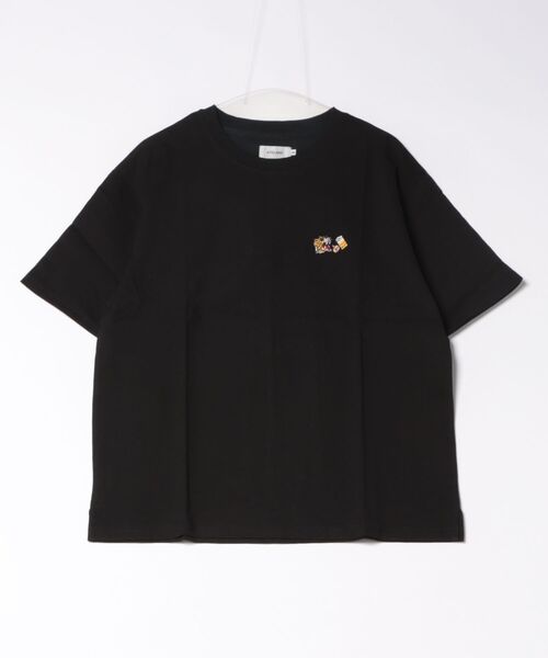 ATELANE(アテレーン)の「★ATELANE★16/-OE天竺ワンポイント刺繍TEE(トラ、ヒョウ)(Tシャツ/カットソー・メンズ・ホワイト系その他/ブラック系その他・MEDIUM)」の2枚目の写真