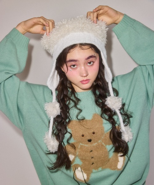 Candy Stripper(キャンディストリッパー)の「FLUFFY BEAR ニット(ニット/セーター・レディース・ミント/ヘザーグレー/ブラック・FREE)」の4枚目の写真