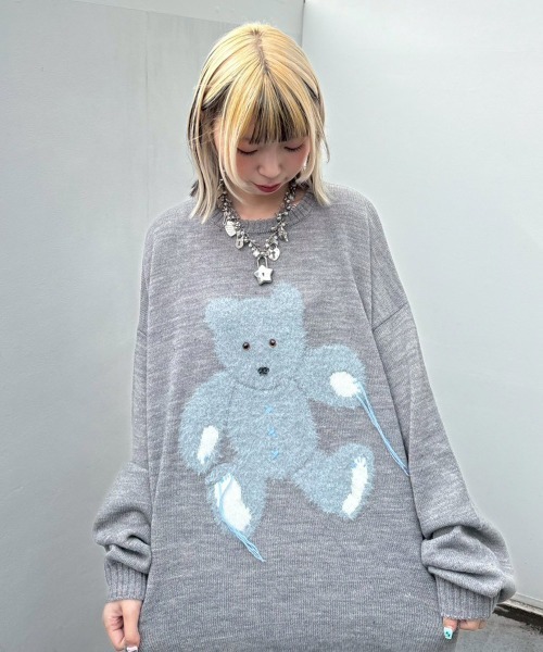 Candy Stripper(キャンディストリッパー)の「FLUFFY BEAR ニット(ニット/セーター・レディース・ミント/ヘザーグレー/ブラック・FREE)」の12枚目の写真