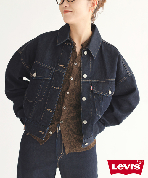 Spick & Span(スピックアンドスパン)の「《別注 / 》LEVI’S for Spick & Span LOOSE CROP TRUCKER(デニムジャケット・レディース・ネイビー・SMALL)」の19枚目の写真