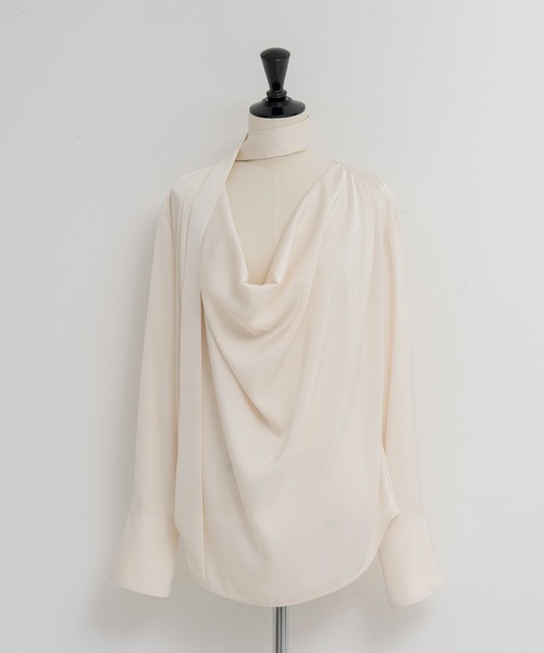 PRANK PROJECT（プランクプロジェクト）の「【2026Autumn Pre-Order】カウルネックシャツ / Cowl Neck Shirt（シャツ/ブラウス・レディース・アイボリー/チャコールグレー・FREE）」の13枚目の写真
