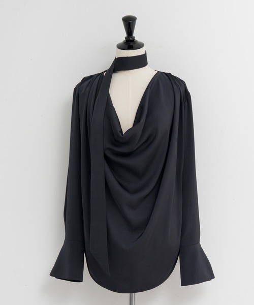PRANK PROJECT（プランクプロジェクト）の「【2026Autumn Pre-Order】カウルネックシャツ / Cowl Neck Shirt（シャツ/ブラウス・レディース・アイボリー/チャコールグレー・FREE）」の14枚目の写真