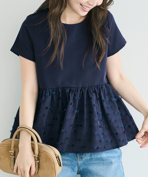coca(coca)(コカ)の「リボンジャカードドッキングブラウス(シャツ/ブラウス・レディース・ネイビー/ブラック・L/M/S)」の7枚目の写真