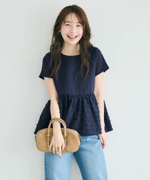 coca(coca)(コカ)の「リボンジャカードドッキングブラウス(シャツ/ブラウス・レディース・ネイビー/ブラック・L/M/S)」の8枚目の写真
