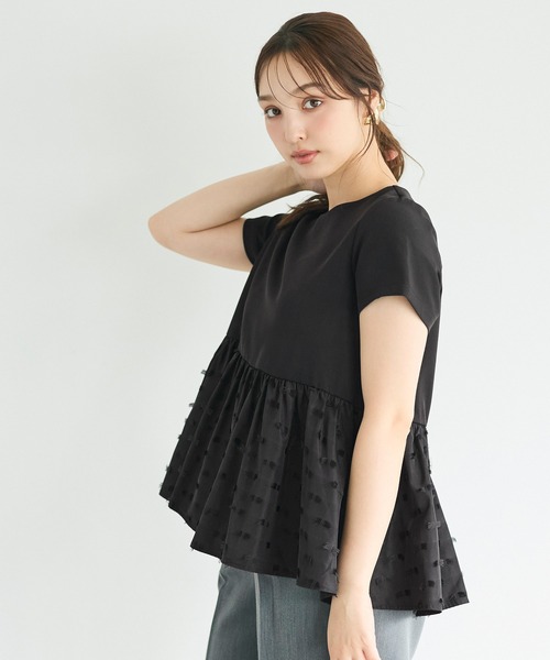 coca(coca)(コカ)の「リボンジャカードドッキングブラウス(シャツ/ブラウス・レディース・ネイビー/ブラック・L/M/S)」の10枚目の写真