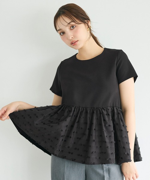coca(coca)(コカ)の「リボンジャカードドッキングブラウス(シャツ/ブラウス・レディース・ネイビー/ブラック・L/M/S)」の12枚目の写真
