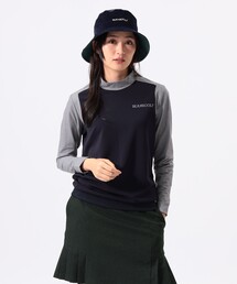 ORANGE LABEL / 切替 ストレッチ モックネック ロングスリーブシャツ
