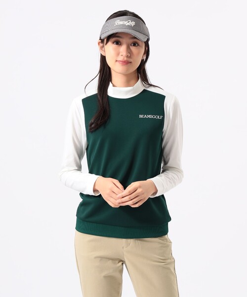 BEAMS GOLF（ビームスゴルフ）の「ORANGE LABEL / 切替 ストレッチ モックネック ロングスリーブシャツ（Tシャツ/カットソー・レディース・ネイビー/グリーン/ブラック・LARGE/SMALL/MEDIUM）」の3枚目の写真