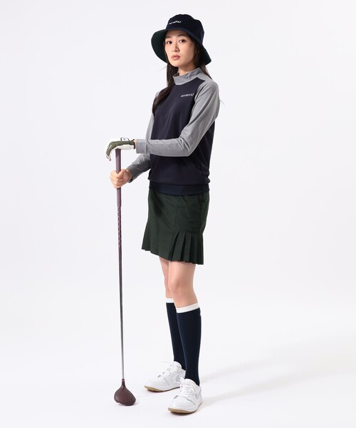 BEAMS GOLF（ビームスゴルフ）の「ORANGE LABEL / 切替 ストレッチ モックネック ロングスリーブシャツ（Tシャツ/カットソー・レディース・ネイビー/グリーン/ブラック・LARGE/SMALL/MEDIUM）」の14枚目の写真