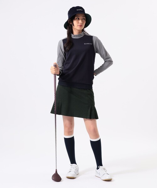BEAMS GOLF（ビームスゴルフ）の「ORANGE LABEL / 切替 ストレッチ モックネック ロングスリーブシャツ（Tシャツ/カットソー・レディース・ネイビー/グリーン/ブラック・LARGE/SMALL/MEDIUM）」の15枚目の写真