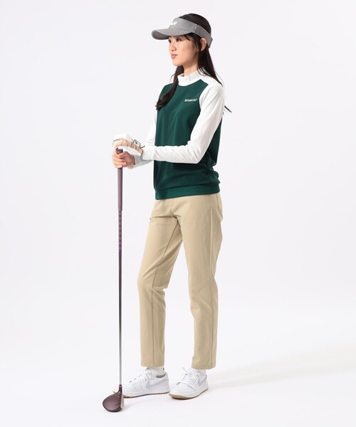 BEAMS GOLF（ビームスゴルフ）の「ORANGE LABEL / 切替 ストレッチ モックネック ロングスリーブシャツ（Tシャツ/カットソー・レディース・ネイビー/グリーン/ブラック・LARGE/SMALL/MEDIUM）」の18枚目の写真