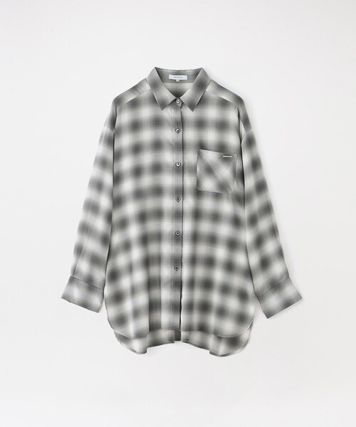 LOVELESS(ラブレス)の「シアービエラ オンブレチェックシャツ(シャツ/ブラウス・レディース・ネイビー/グレー・36)」の2枚目の写真