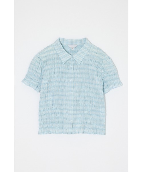 MOUSSY（マウジー）の「PLAID SHIRRING シャツ（シャツ/ブラウス・レディース・キナリ/ライトブルー/ピンク/ダークブラウン・FREE）」の13枚目の写真