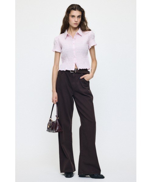 MOUSSY（マウジー）の「PLAID SHIRRING シャツ（シャツ/ブラウス・レディース・キナリ/ライトブルー/ピンク/ダークブラウン・FREE）」の17枚目の写真