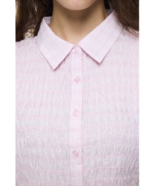 MOUSSY（マウジー）の「PLAID SHIRRING シャツ（シャツ/ブラウス・レディース・キナリ/ライトブルー/ピンク/ダークブラウン・FREE）」の22枚目の写真