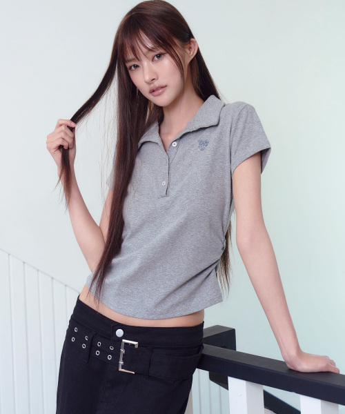 THE GREEN LAB（ザグリーンラボ）の「サイドシャーリングカラー半袖Tシャツ[ブラック]（ポロシャツ・レディース・その他・FREE）」の6枚目の写真