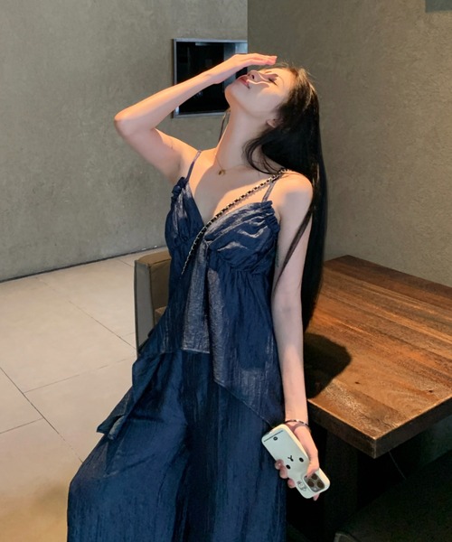 FAVORITO(ファヴォリート)の「キャミソールワイドパンツセットアップ(セットアップ・レディース・ブルー・S/M/L)」の8枚目の写真