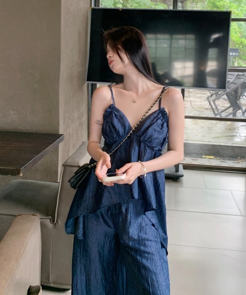 FAVORITO(ファヴォリート)の「キャミソールワイドパンツセットアップ(セットアップ・レディース・ブルー・S/M/L)」の9枚目の写真