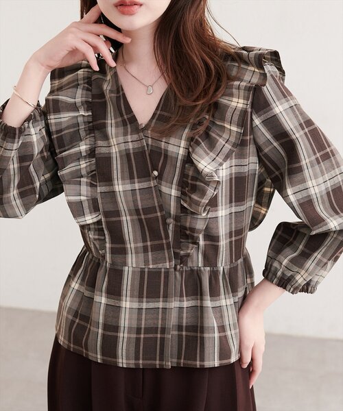 natural couture(ナチュラルクチュール)の「パフスリーブフリルブラウス(シャツ/ブラウス・レディース・その他1/その他5/その他3/その他4/その他2・FREE)」の1枚目の写真